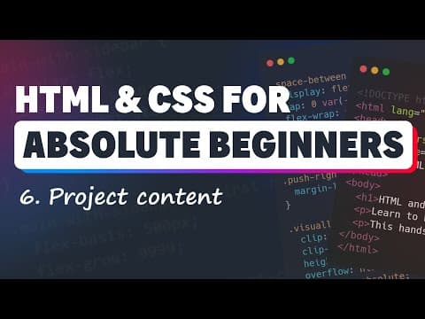 HTML & CSS for Absolute Beginners: Adding content to our project